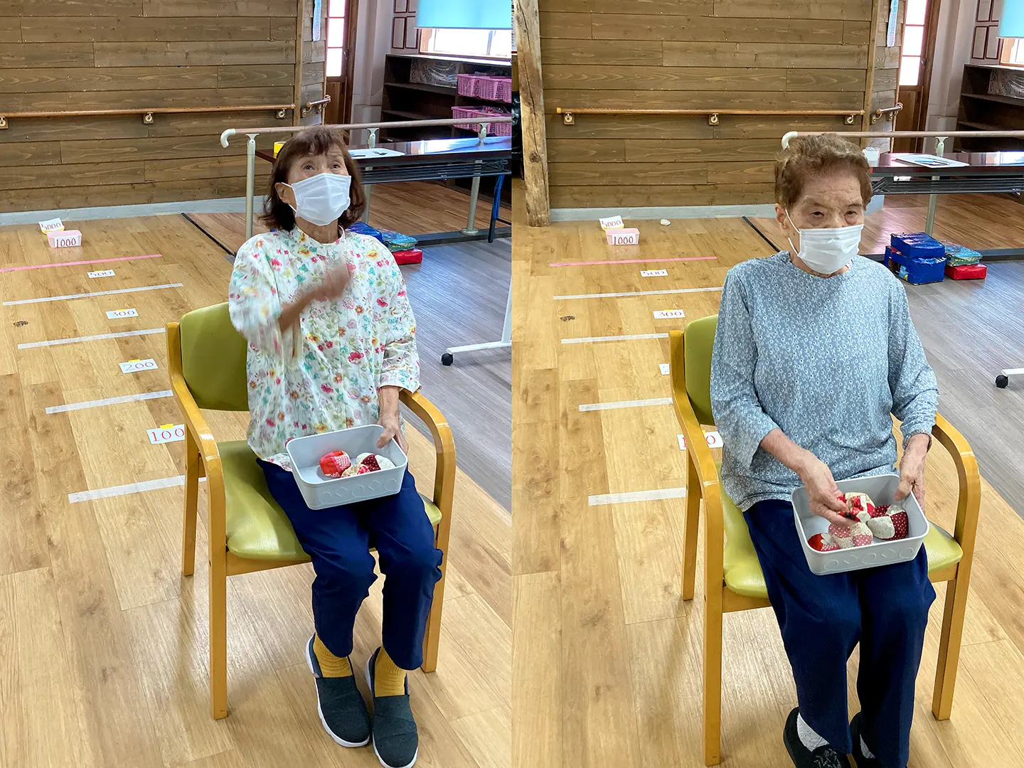 後ろ向きお手玉投げ